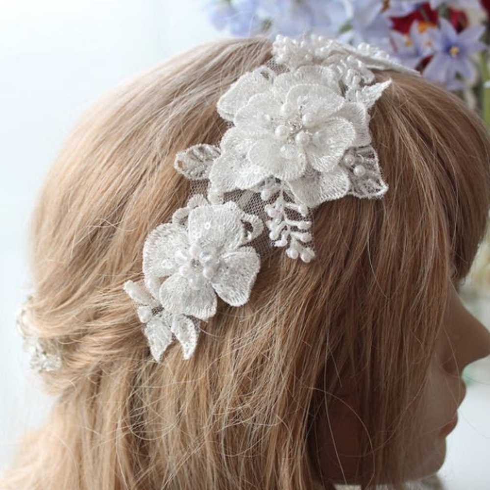 Lace headband - wedding, handmade - NWOT